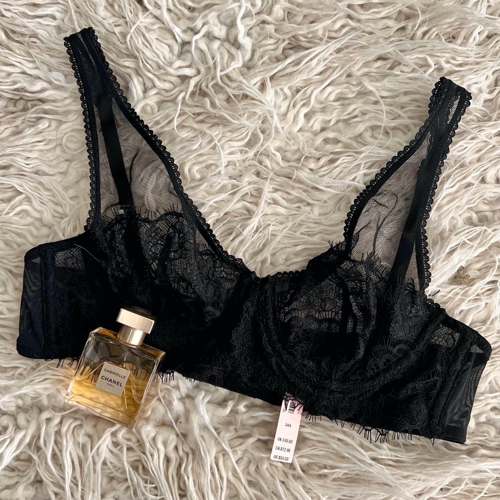 SOLD❗️NEW Victoria's Secret Black Unlined Lace Bra Size 34A